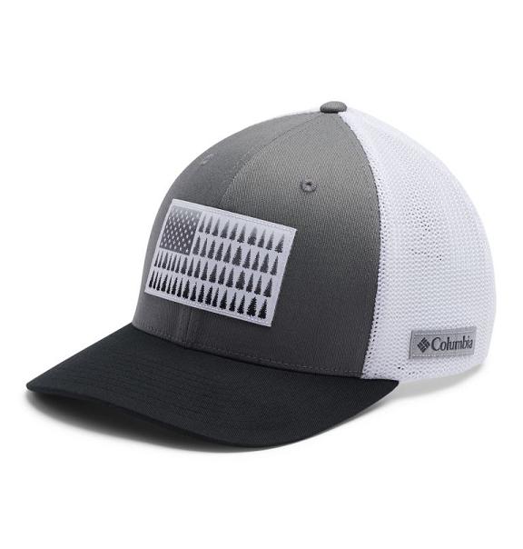 Columbia PFG Mesh Tree Flag Hats White Black For Men's NZ54986 New Zealand